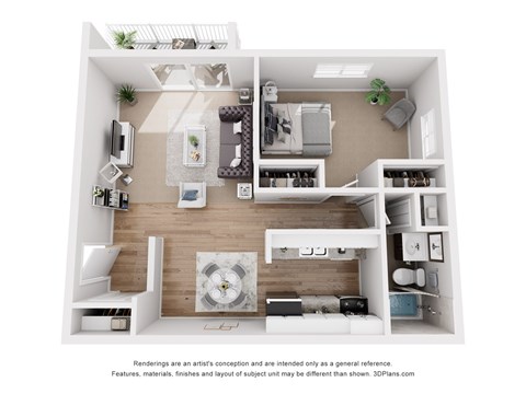 Floor plan for 1 bed, 1 bath, 765 sqft
